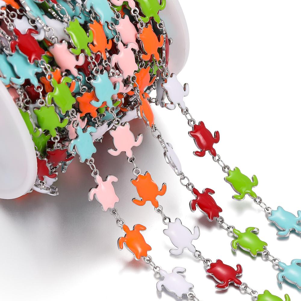 0.5m Colored Stainless Steel Enamel Chains Ocean Style Handmade Chains for DIY Bracelet Waist Chain Jewelry Making Chain