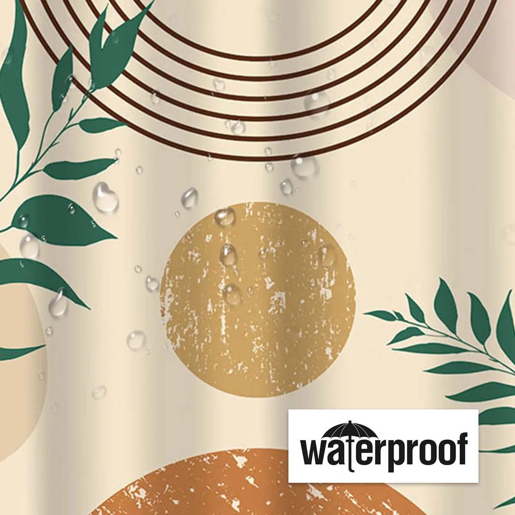 Boho Bathroom Curtains Shower Waterproof 72" X 72" Modern Shower Curtain Set Leaves Plant Neutral Bathroom For Home Decoration