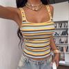 European and American style summer new wholesale women's clothing sexy slim-fitting striped printed sleeveless square neck vest top women