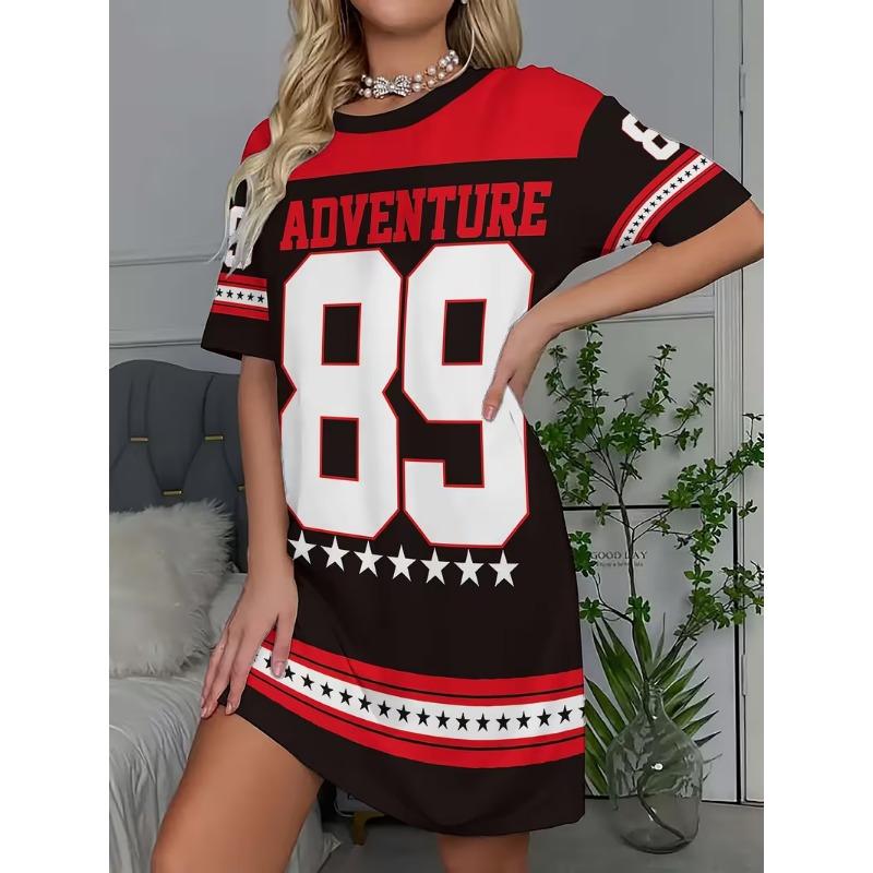 Mid-length dress with contrasting color design, suitable for both going out and at home