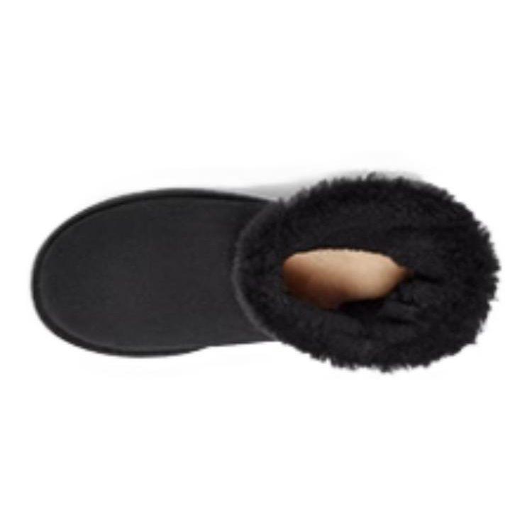 UGG Checkered Bow Short Snow Boots 'Black' Women's 1138132-BLK