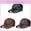 Pu Leather Baseball Cap With Embossed Design For Autumn Winter Outdoor Men