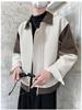 European & American Men's Patchwork Color Block Jacket - Rebellious Lapel Casual Winter Fashion 2025