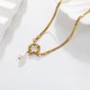 18K Gold-Plated Stainless Steel Necklace with Freshwater Pearl Pendant - European & American Fashion Trend