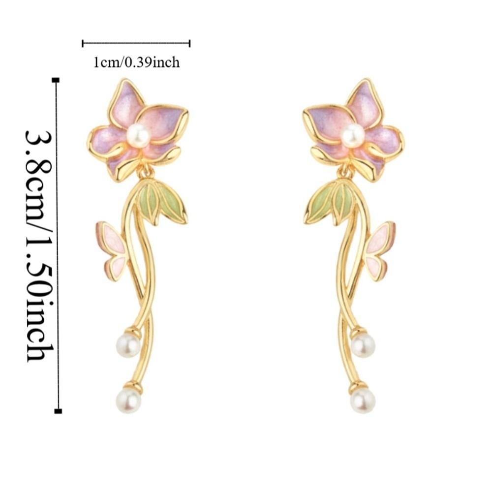 1 pair Temperament Enamel Flower Earrings Jewelry Dripping Glaze Earrings  Seaside Holiday