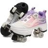 Tênis de Skate para Meninos Sapatos de Caminhada para Crianças Patins de Quatro Rodas para Mulheres Sapatos de Deformação de Duas Fileiras Retráteis com Um Botão para Adultos