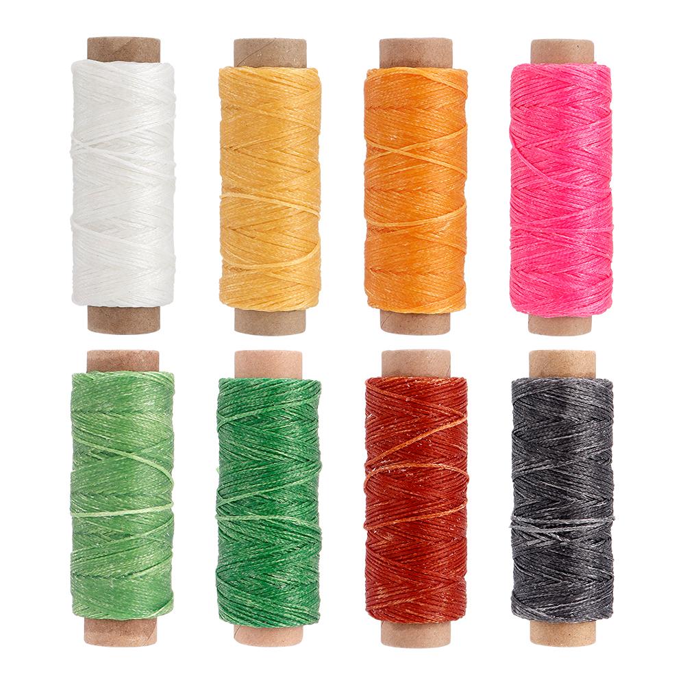 8pc Colorful Premium Durable Leather Waxed Threads, Mixed Color Sewn Repairing Cords for DIY Sewing Leatherwork Crafting Project