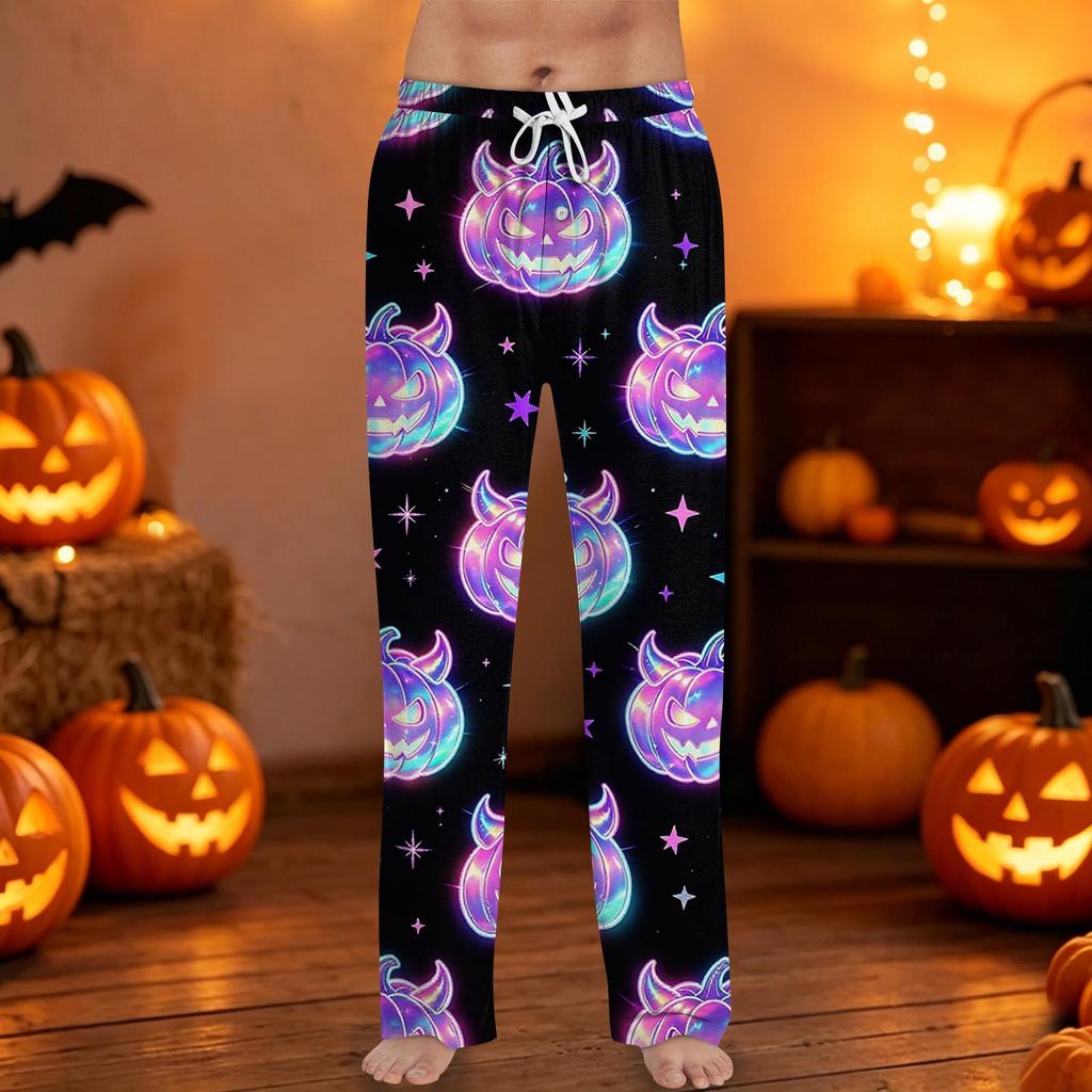 Men's Halloween Print Drawstring Lounge Pants Casual Sleepwear Soft Comfortable Fit Relaxed Style