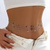 Sexy Rhinestone Thin Chain Waist Chain For Women, Simple Beach Bikini Round Bead Body Chain