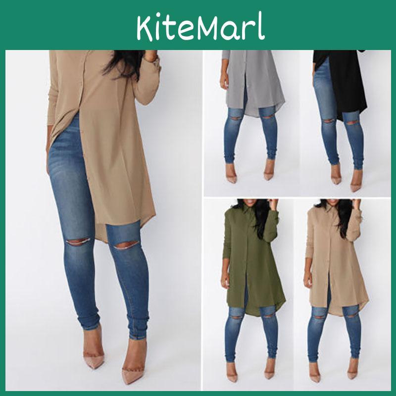 Stylish Womens Long Sleeve Shirt Fashionable Loose Chiffon T-shirts Tops Blouse Dress
