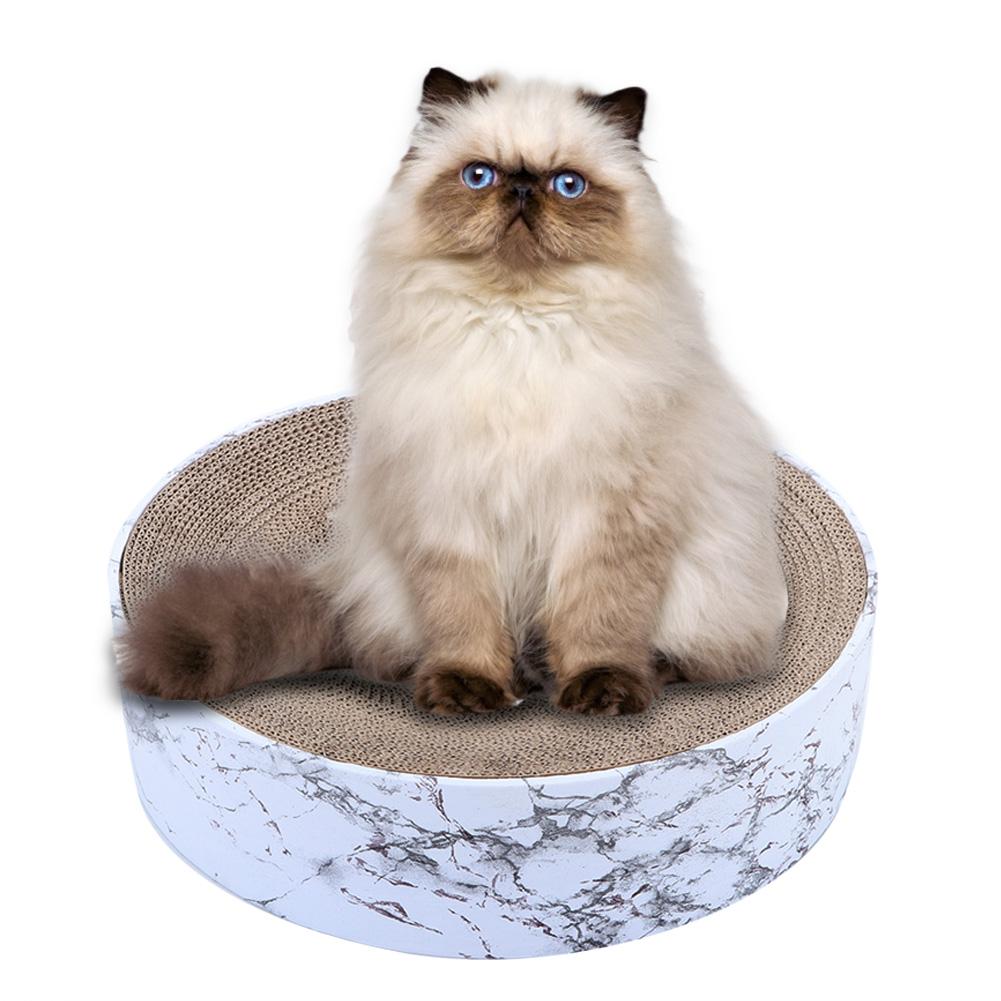 Pet Round Scratcher Bowl Corrugated Paper Cat Sleeping Nest Toys Marble Type