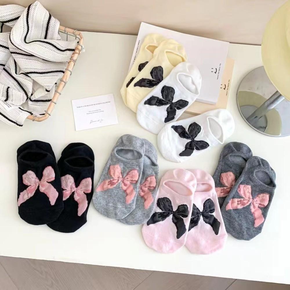 6 Pair Sweet Bow Socks Thin Ankle Socks Shallow Mouth Cotton Socks  Girl
