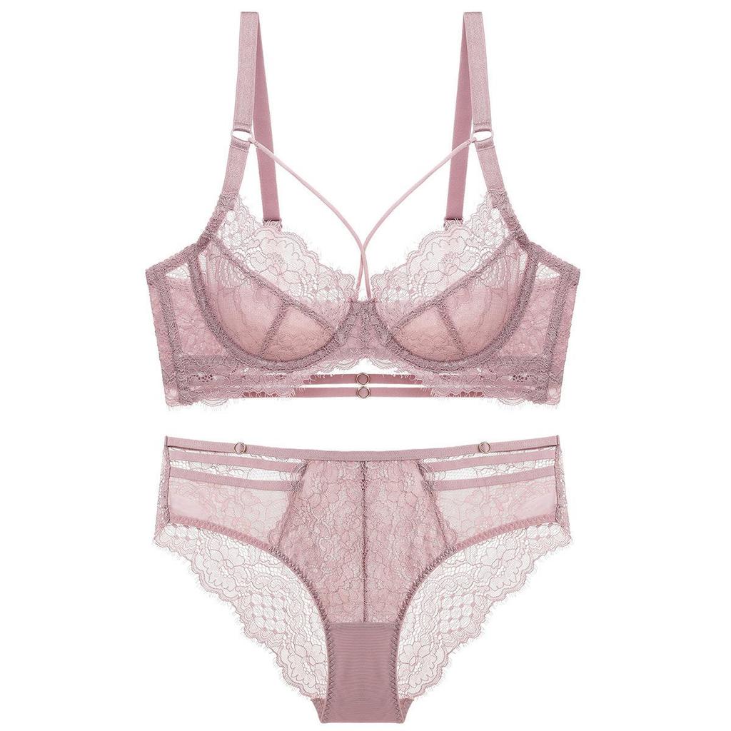 Sexy Ultra-thin Lace Push Up Bra Set Classic Hollow Bandage Women Underwear Transparent Intimates Plus Size Bra and Panties Set