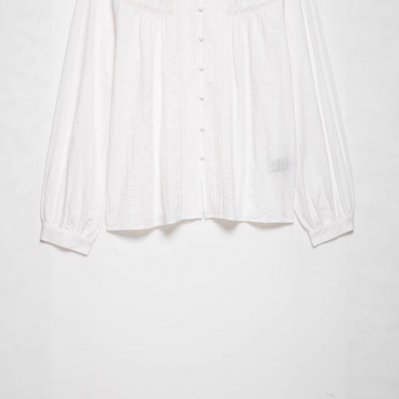 Spring 2026 Lace Trim Ruffle Shirt - European & American Style
