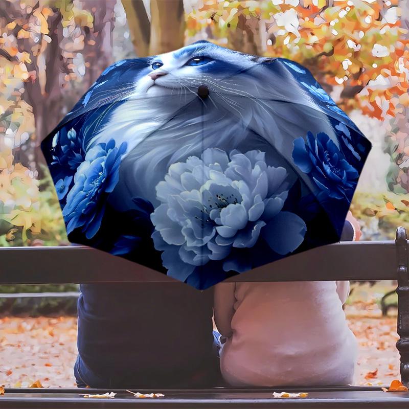 cartoon cat Printed umbrella windproof folding umbrella portable sun and rain umbrella suitable for gifting