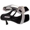 Beautiful High-heeled Fashionable Temperament Square-headed Open-toed Slippers for Women's Summer Wear with Skirts, Rhinestone Cool Slippers for Women