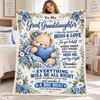 Personalized To My Great Granddaughter Blanket from Great Grandma, Hugs and Love Fleece Blanket, Teddy Bear Floral Gift, Birthday Keepsake