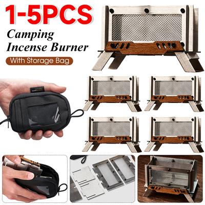 1-5 Mini Holzkohleofen Edelstahl Camping Brennholzofen Gestell Desktop Lagerfeuerofen Räuchergefäß für Picknick Zuhause Outdoor