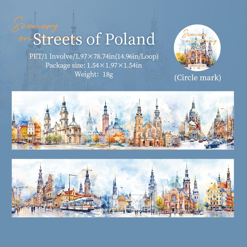 PET City Landscape Theme Tape Landscape Series Hand Account Base Material DIY Tape Creative Collage Card Photo Frame Decoration