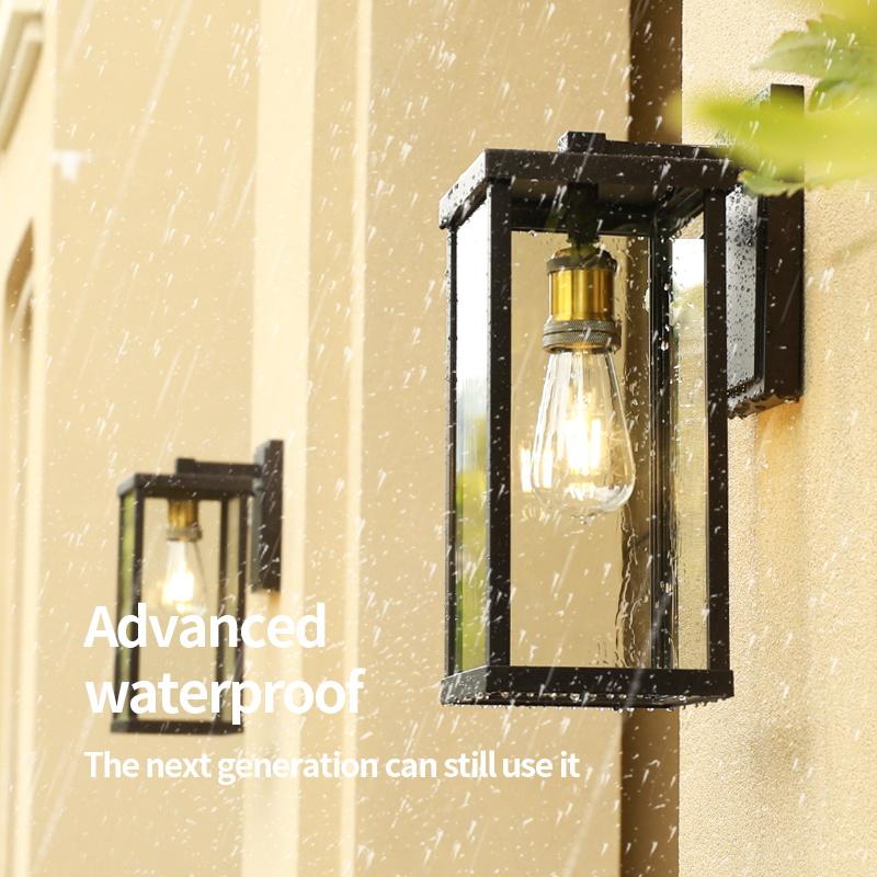 IP65 Waterproof Retro Landscape LED Wall Sconce Aluminum Mounted E27 Glass Light Fixture for Outdoor Use