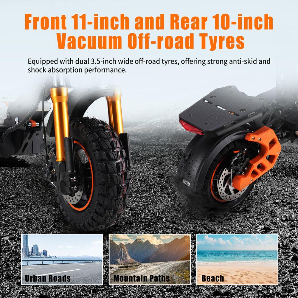 Twofish V5 Max Electric Scooter 11" Tire 1000W Peak Motor Urban Commuter E-scooter With Seat 48V 18AH Dual Disc Brakes Max Load 120Kg