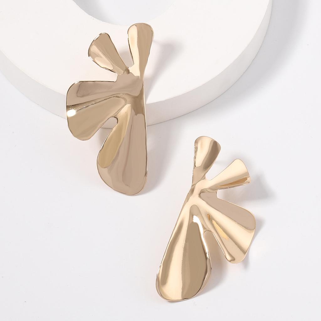 New Fashionable, Irregular, High-end and Personalized Petal-shaped Alloy Earrings, Light Luxury Earrings for Women