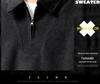 Men's High-End Half-Zip Corduroy Plush Hoodie: European Cotton, Ribbed Long Sleeve, Loose Fit, Autumn Polo Shirt.