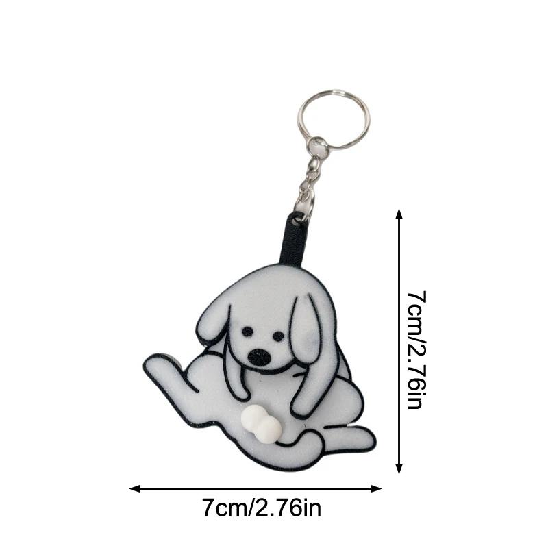 Creative Pull Play Egg Dog Keychain Pendant Cute And Funny Rotatable Acrylic Bag Pendant For Women Keyring For Car Key Purse Bag белый