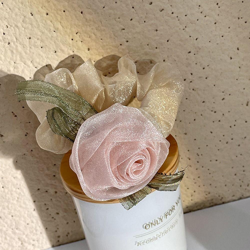 For Women Ponytail Holder Rose Flower Hair Scrunchies Women Hair Ring Korean Style Hair Rope