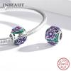 Real 925 Sterling Silver Violet And Bird Charm Pendant Fit Brand Bracelet Animal Beads Delicate Jewelry For Women