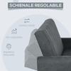 Clic Clac Sofa Bed with Backrest Adjustable On 3 Levels, In Velvet-Effect Fabric, 148x87x88 Cm, Grey