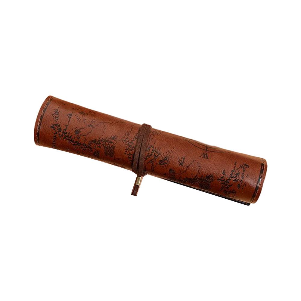 Kreativní mapa pokladů Vintage plátno kůže Velkokapacitní taška na tužky Roztomilá jednoduchá krabice na psací potřeby Rolovací taška na tužky