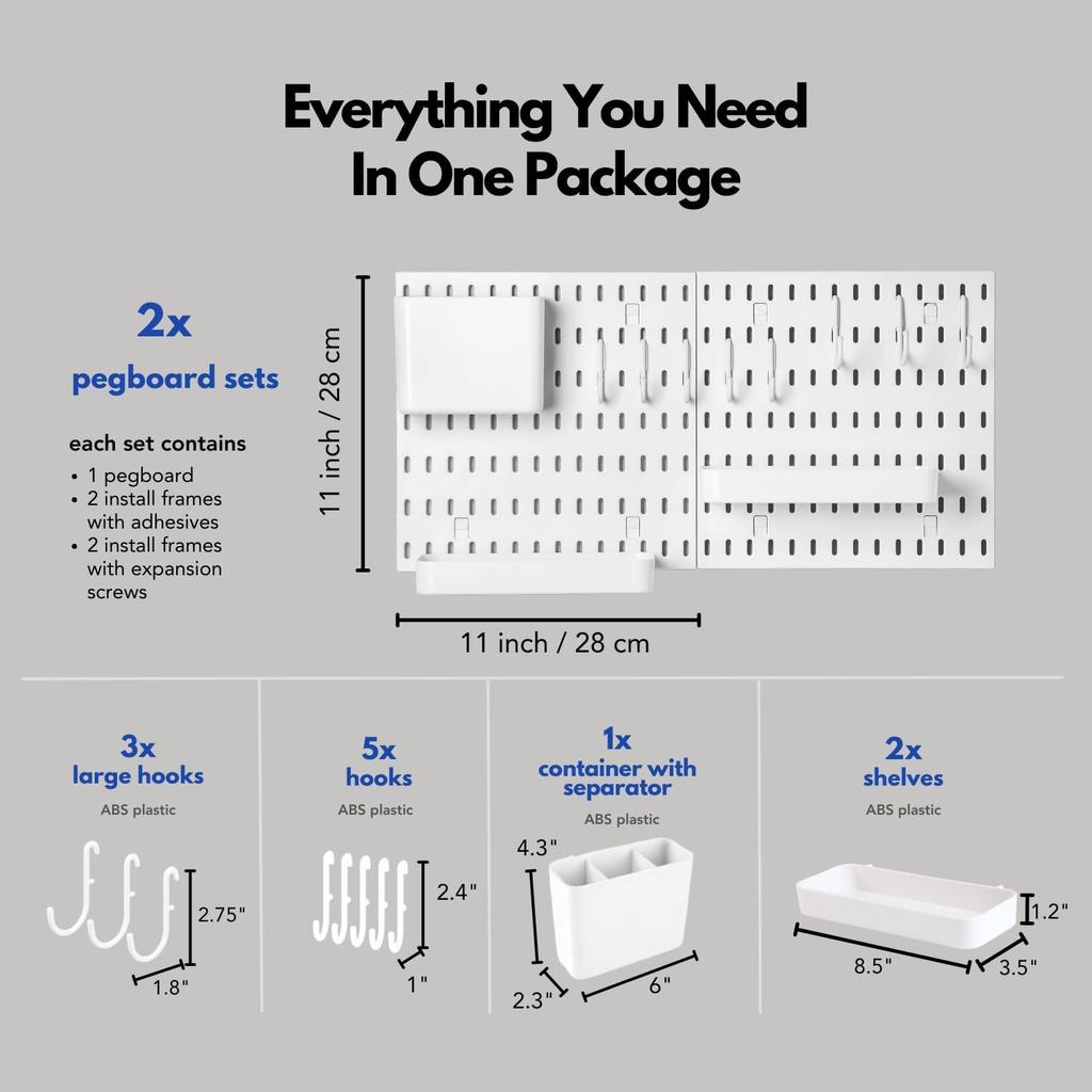 Pegboard Combination Kit, Pegboards and Accessories Modular Hanging for Wall Organizer, Crafts Organization, Ornaments Display, Nursery Storage