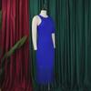 D357 Plus Size Women's Summer 2023 Solid Color Bodycon Tassel Pencil Skirt Dress