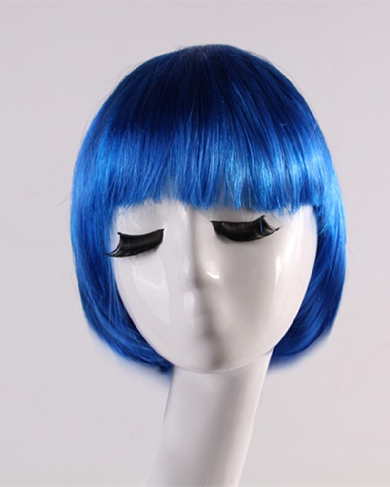 Parrucca Corta Sintetica BOB Completa Multicolore Cosplay Festa di Halloween Capelli Corti Parrucche Monocolore