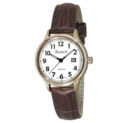 [Clefa] Wristwatch, Analog Watch, Waterproof, Date, Made In Japan, Genuine Leather, Leather Strap, 189653, Women's, Brown