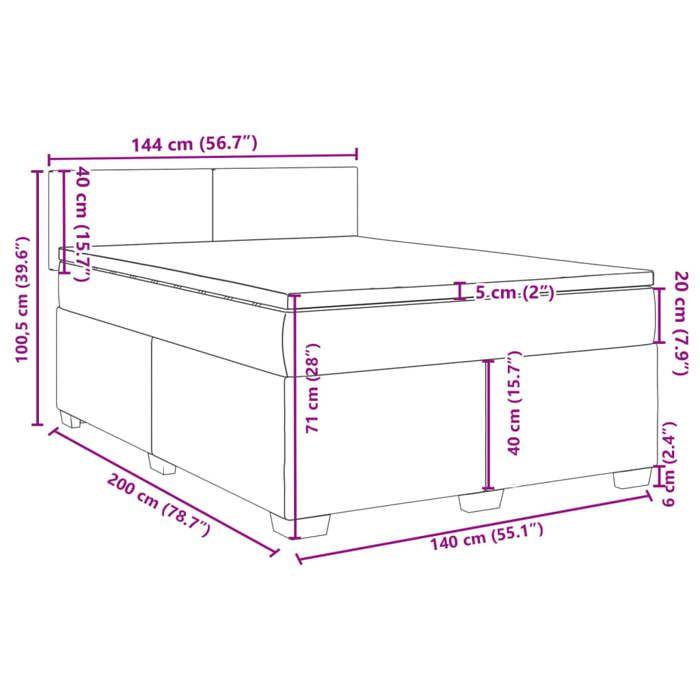 VidaXL Sommier à lattes de lit et matelas Gris clair 140x200cm Velours 3286324