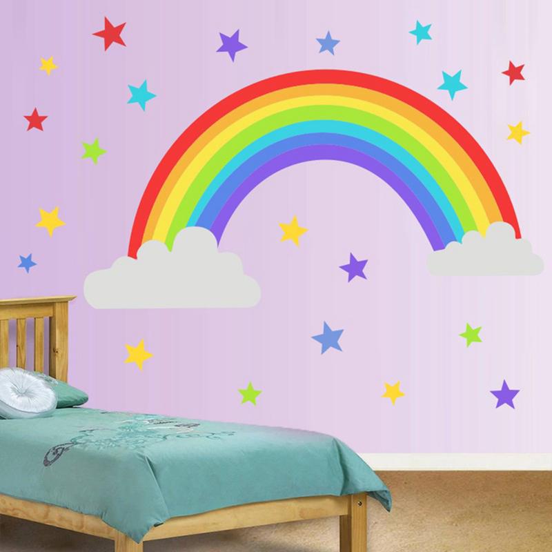 Rainbow Stars Wall Sticker Kids Bedroom Window Decals Vinyl Art Murals Removable