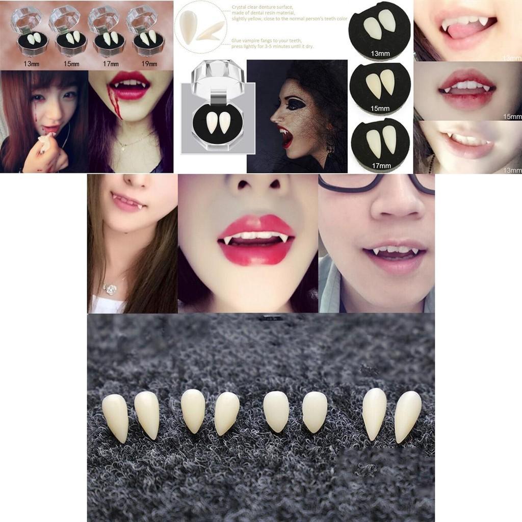 Realistic Halloween Vampire Fangs Teeth Kit With Solid Adhesive And Customizable Sizes