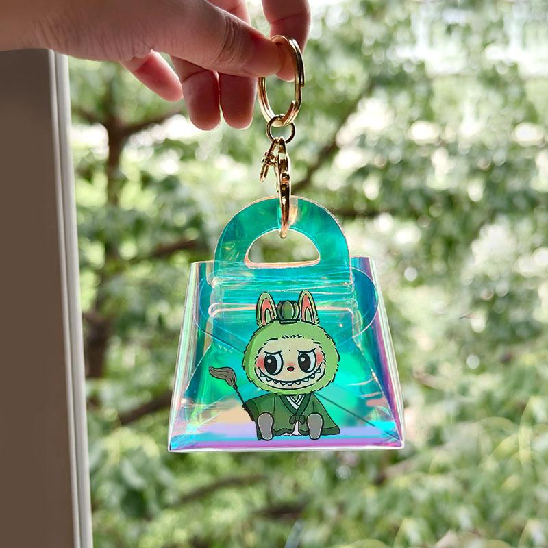 Labubu New Ins Girl Transparent Laser Change Bag Student Mini Coin Key Chain Bag