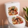 Autumn Squirrel Toilet Paper Sticker - Two Squirrels Perched In Tree Holes, Accompanied By Autumn Fruits and Red Leaves Stickers