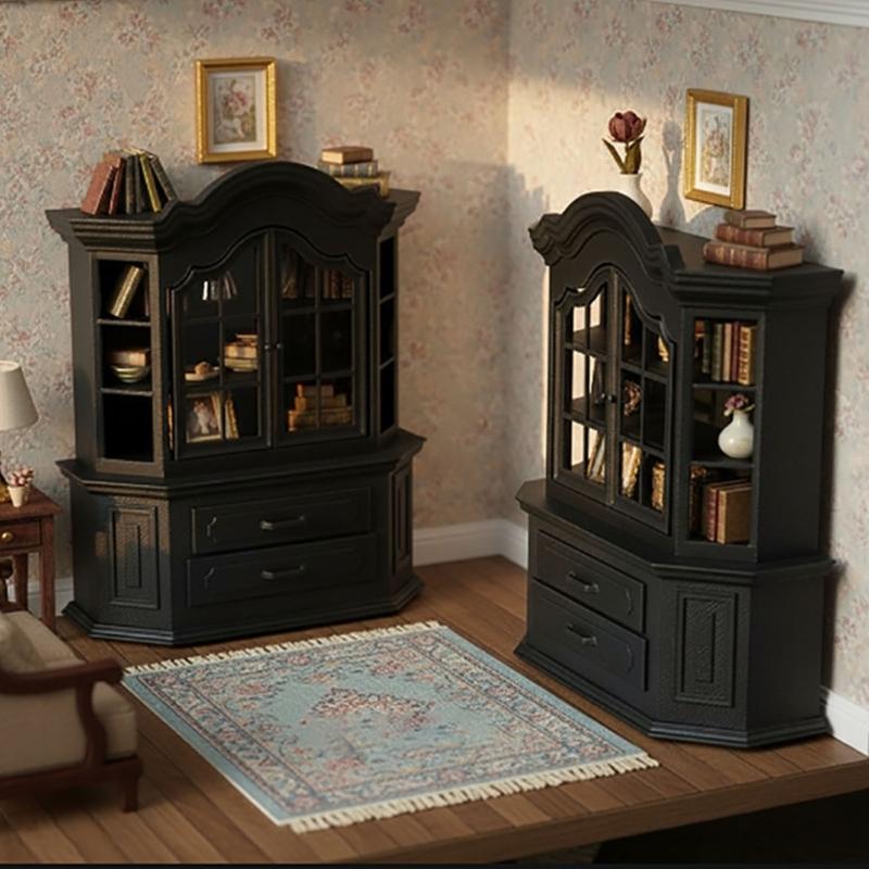 Solid Plastic Mini Cabinet Bookshelf Model Dollhouses Accessories For Bedroom Kitchen Living Room Tiny House Decoration