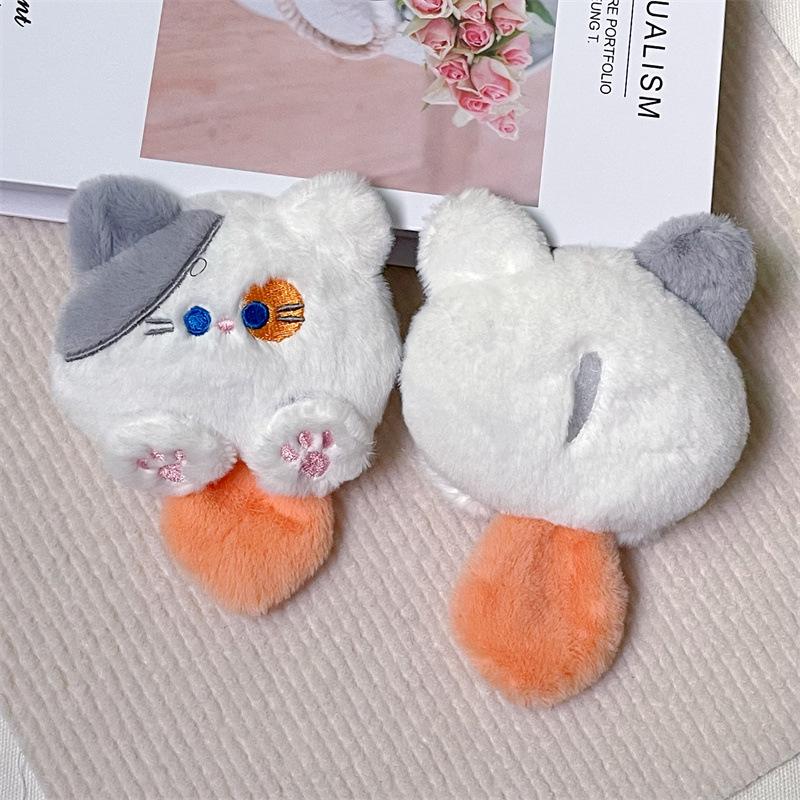 Cartoon Cat Plush Doll Brooch & Student Bag Charm