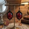 Black Frame Gothic Resin Earrings Oval Shape Drop Earrings  Street Photography
