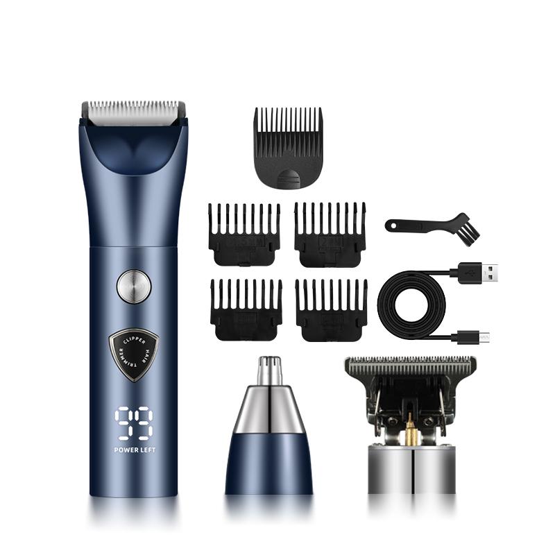 Fully USB-Charged Multi-Functional Three-in-One Electric Hair Trimmer Set Private-Use Nose & Ear Care Functions Fully Washable