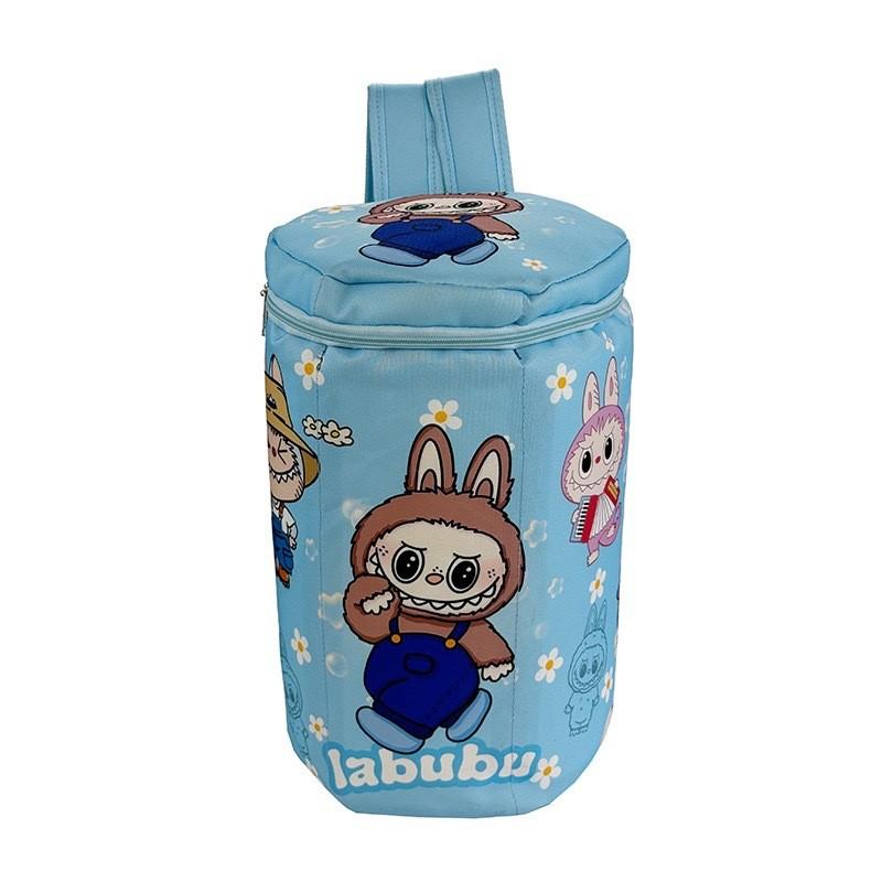 Cartoon Labubu Double Shoulder Bag With Large Capacity And Graffiti Design For Students And Daily Use