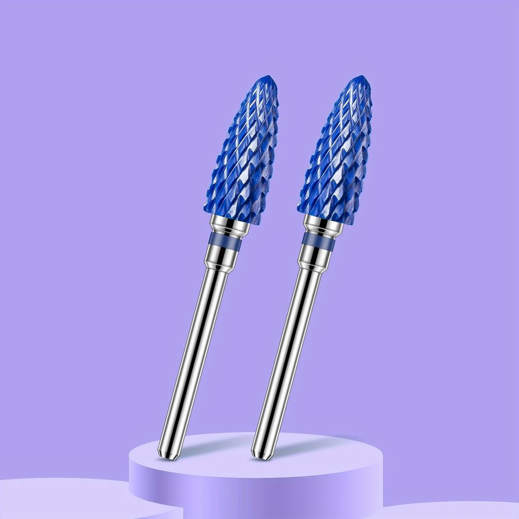 2PCS Tungsten Carbide Nail Drill Bits Gel Polish Remover 3/32 Inch Nail Art Files Cuticle Milling Cutter For Manicure Pedicure