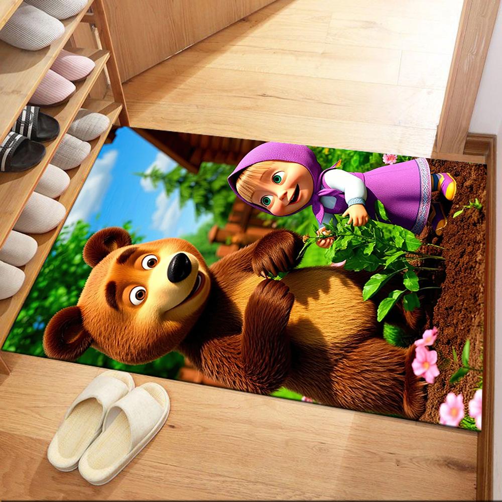 Masha Bear Area Rug Suitable for Dormitory Study Room Kitchen Foyer Antislip Carpet Decorate Offices Perfect Gift for Women/Men