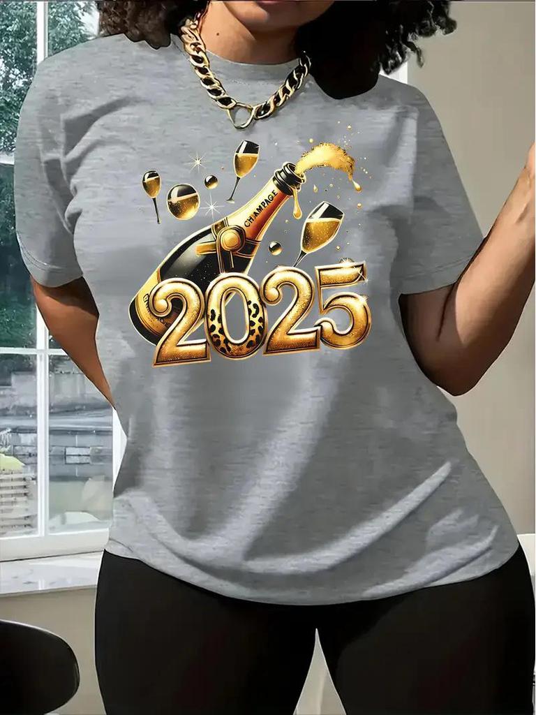 Light Grey Women's Short-Sleeved European and American Style Top with Picture