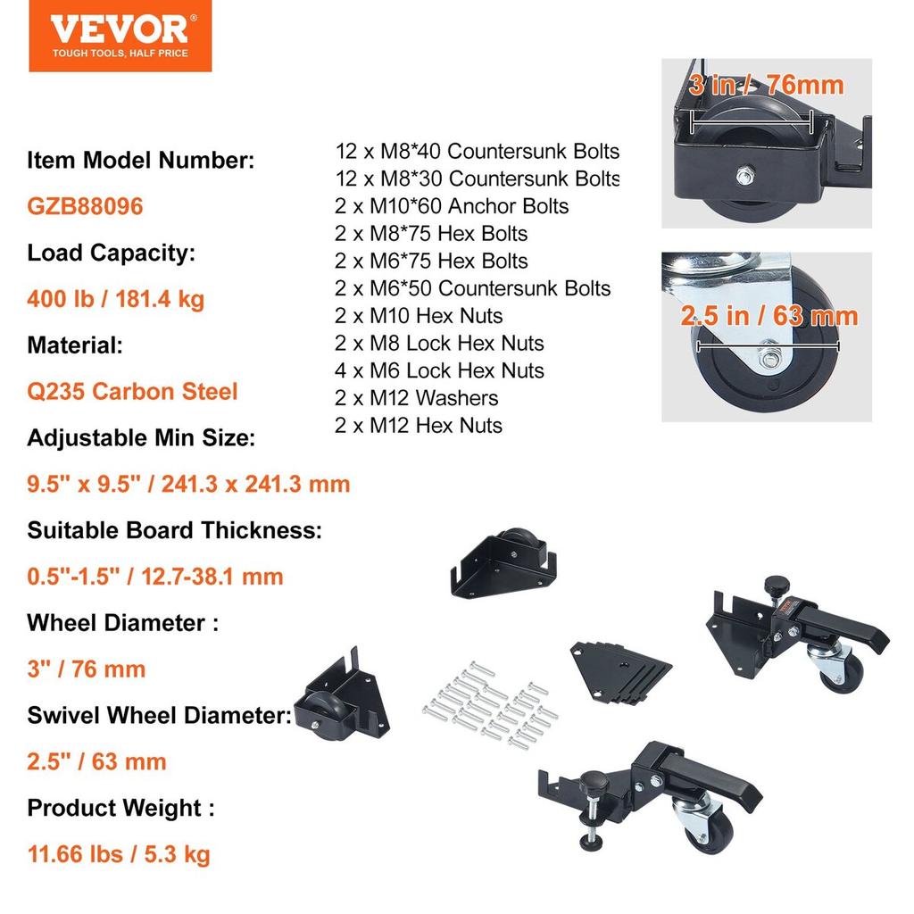 Mobile Base Heavy Duty Universal Stand 400 Lbs Capacity For Tools Machines